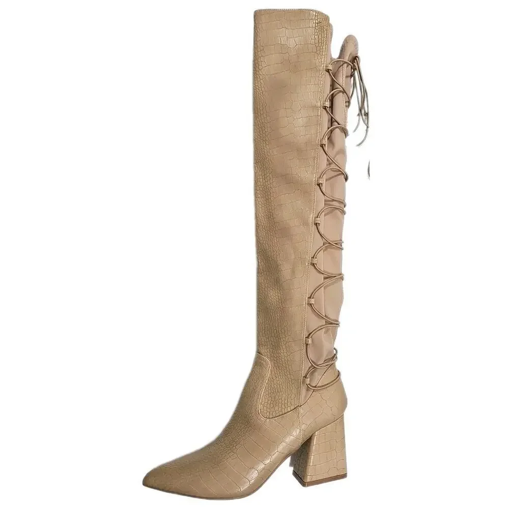Journee Collection ~Woman Size 7M~ Beige/Khaki Valorie Knee High Boots NWOB. - Picture 5 of 10